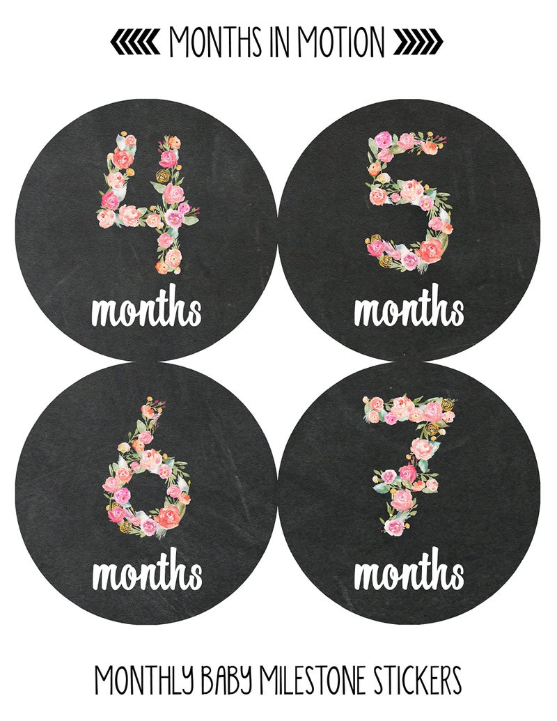 Months in Motion Baby Monthly Stickers - Baby Milestone Stickers - Newborn Girl Stickers - Month Stickers for Baby Girl - Baby Girl Stickers - Newborn Monthly Milestone Stickers - Set of 20 - Image 3